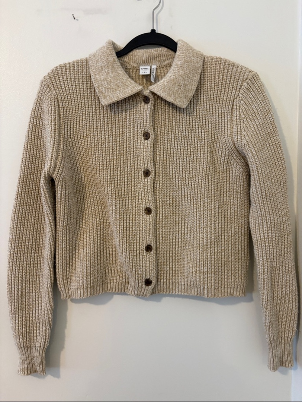 twik Neutral Beige Ribbed Button-Up Cardigan